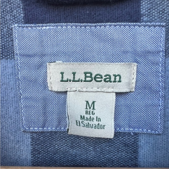L.L. Bean Plaid Long Sleeve Flannel Button Down Shirt Blue Size M Reg. - Picture 2 of 5